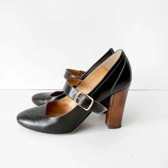 Bettye Muller Women's Round Toe Mary Jane Block Heels Shoe Black Size 7 - Picture 5 of 10